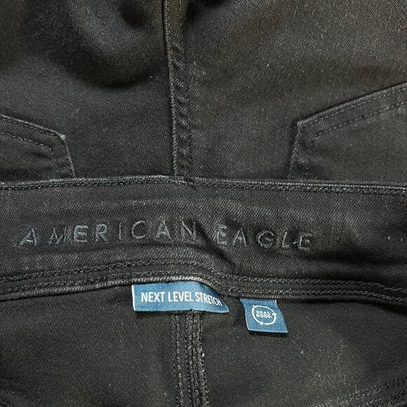 American Eagle Kick Boot Jeans Womens 12 Black Denim Stretch Mid Rise Everyday - Picture 7 of 14